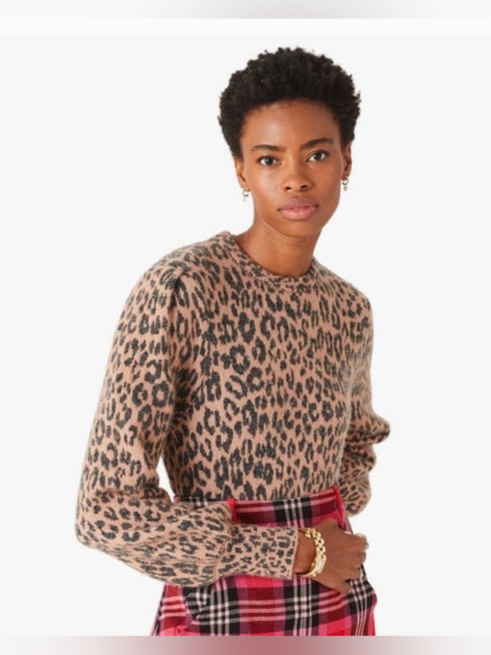 kate spade Leopard Print Sweater in Camel and Black